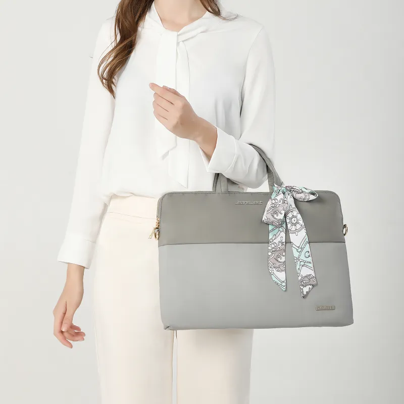 JEANSWEST Fabric Laptop Bag Handbag Backpack Regular Unisex Gray-4