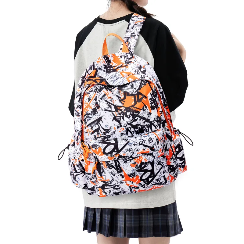 JEANSWEST Fabric Backpack Laptop Bag Regular Unisex Ecru/Blue/Black-6