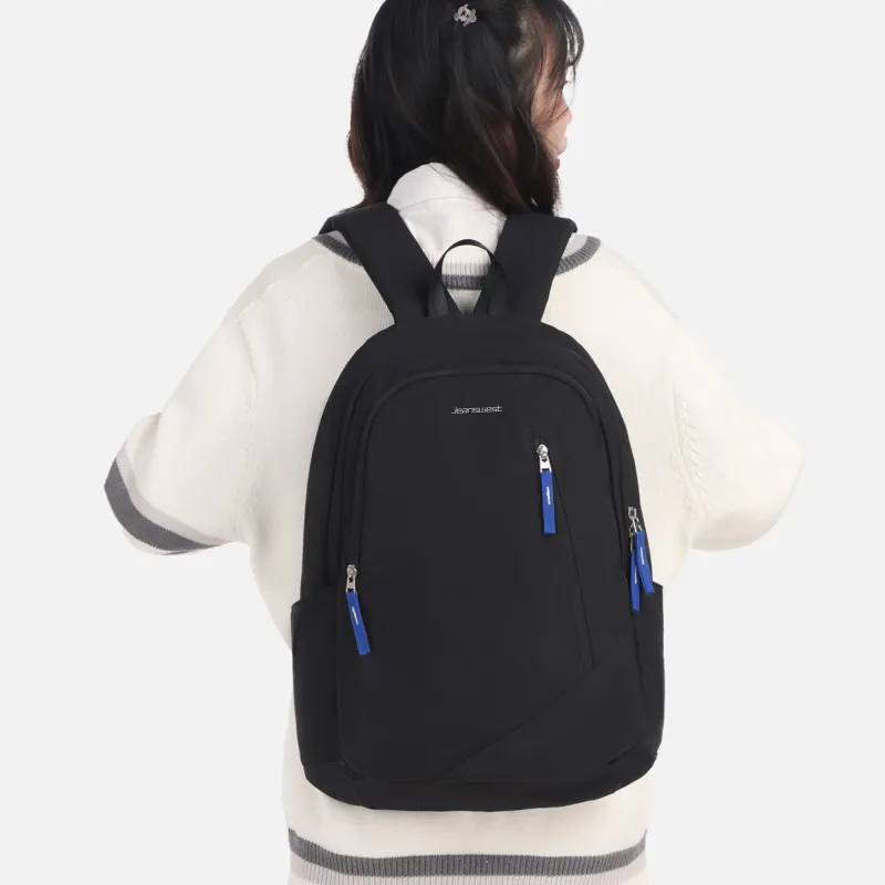JEANSWEST Fabric Backpack Laptop Bag Regular Unisex Black/Blue-5