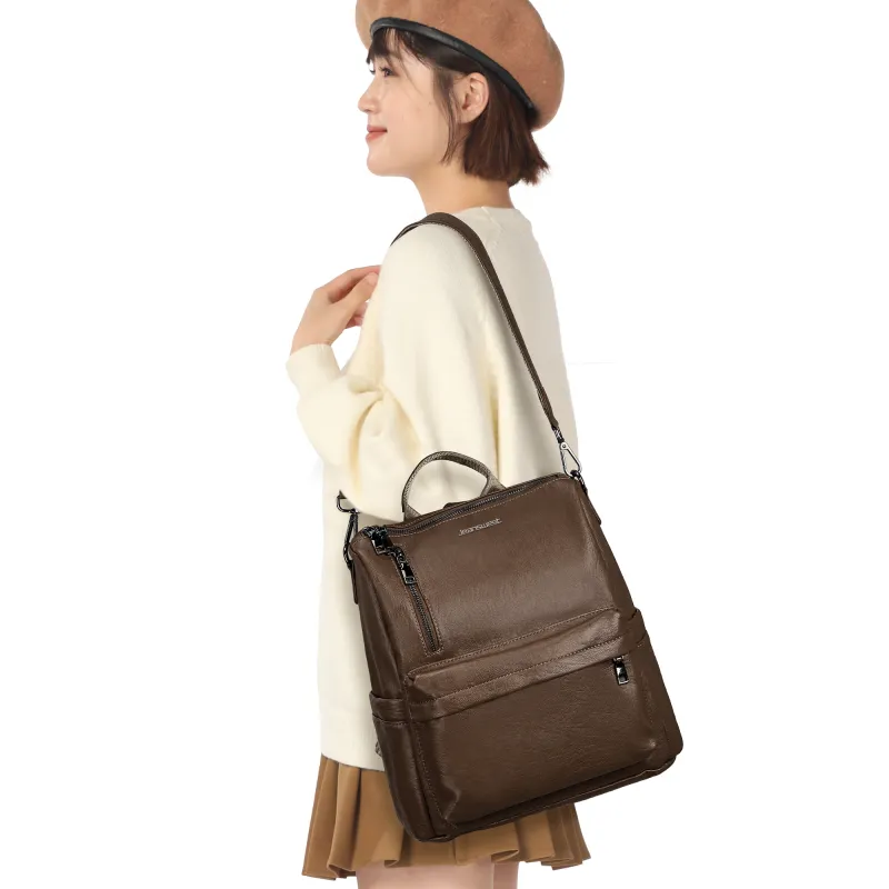 JEANSWEST Fabric Backpack Regular Women's Black/Brown-13