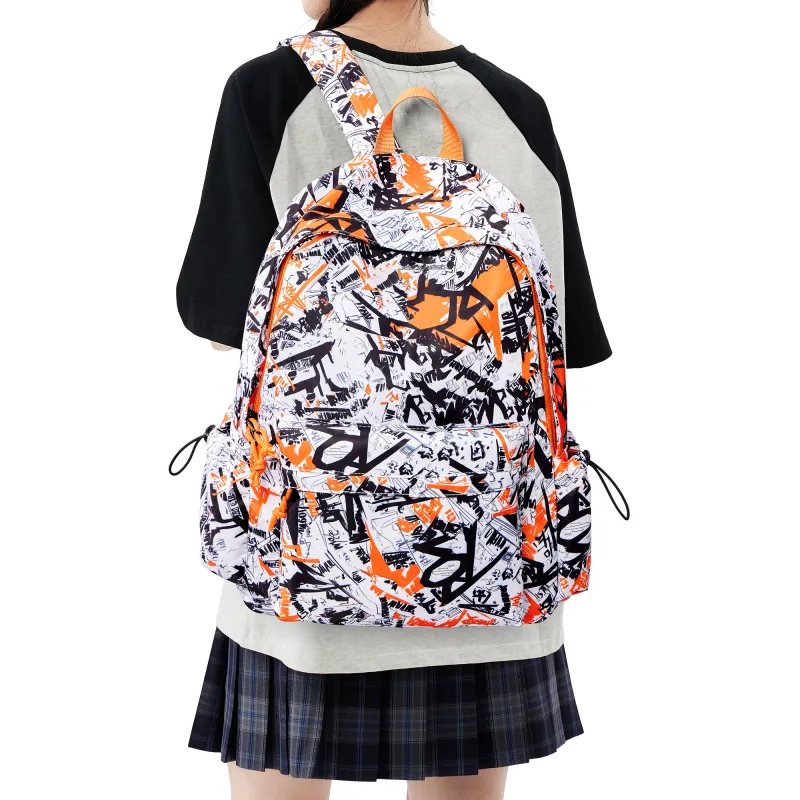 JEANSWEST Fabric Backpack Laptop Bag Regular Unisex Ecru/Blue/Black-7