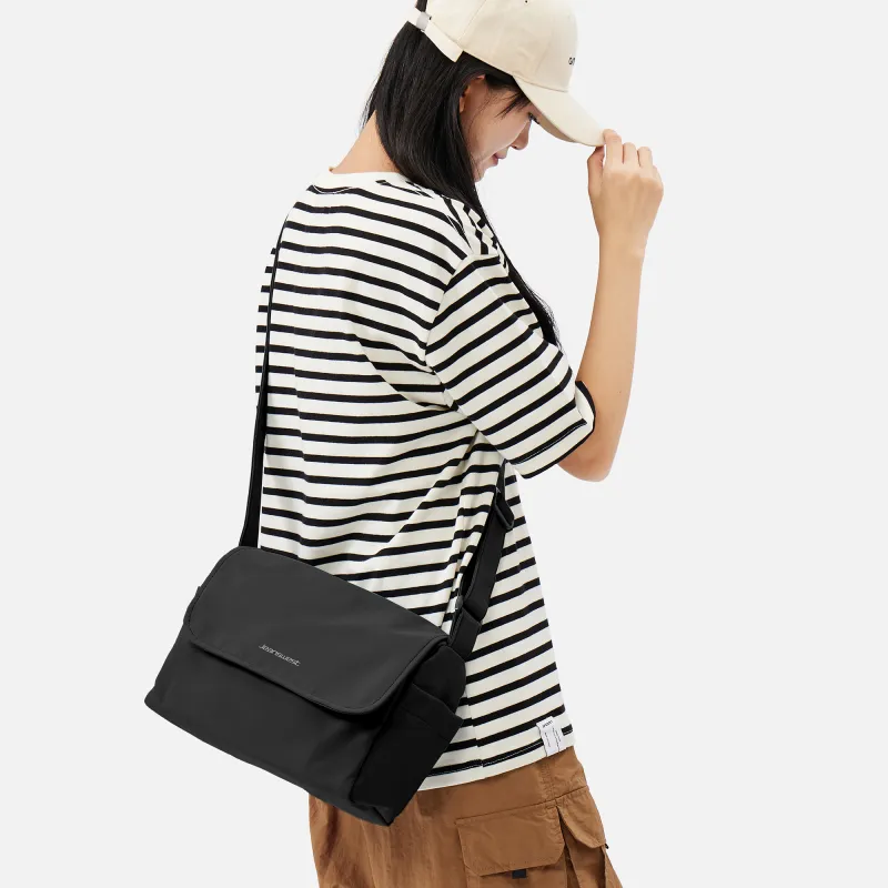 JEANSWEST Fabric Crossbody Bag Regular Unisex Black/Ecru/Dusty Blue-5