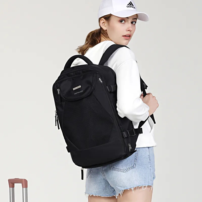 JEANSWEST Polyamide Backpack Unisex Black/Pink-4