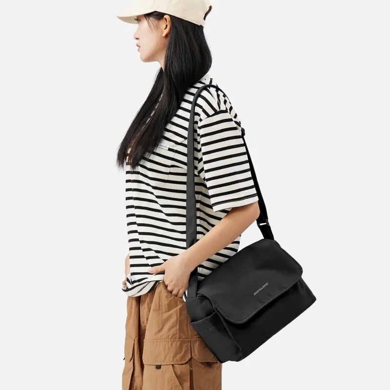 JEANSWEST Fabric Crossbody Bag Regular Unisex Black/Ecru/Dusty Blue-3