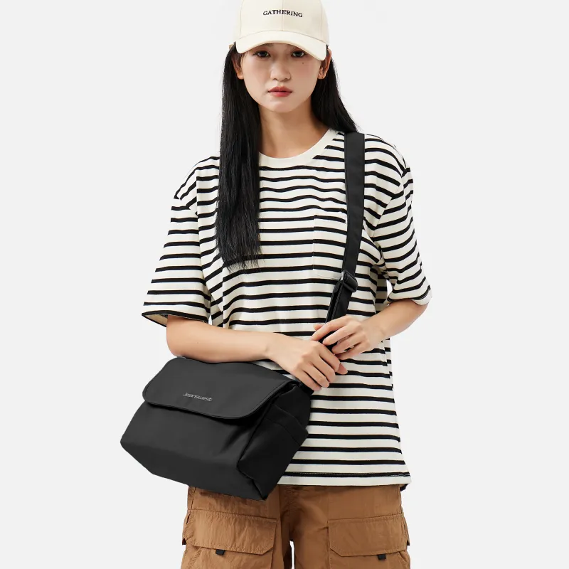 JEANSWEST Fabric Crossbody Bag Regular Unisex Black/Ecru/Dusty Blue-4