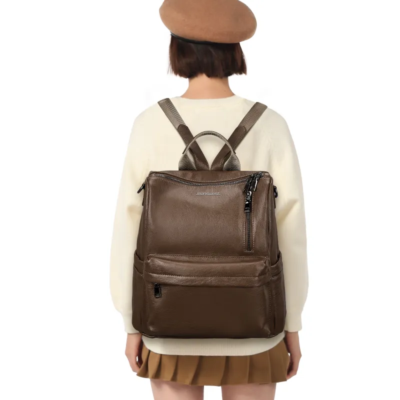 JEANSWEST Fabric Backpack Regular Women's Black/Brown-12