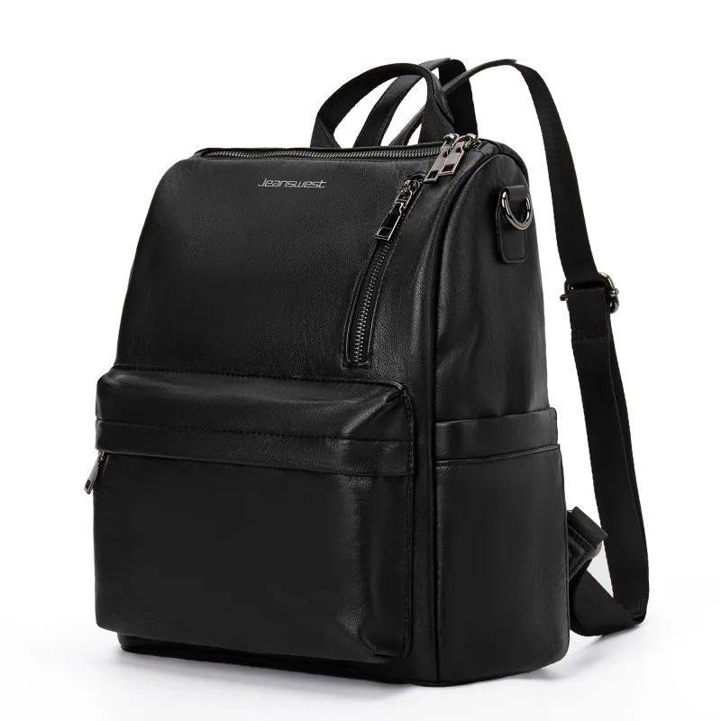 JEANSWEST Fabric Backpack Regular Women's Black/Brown-1