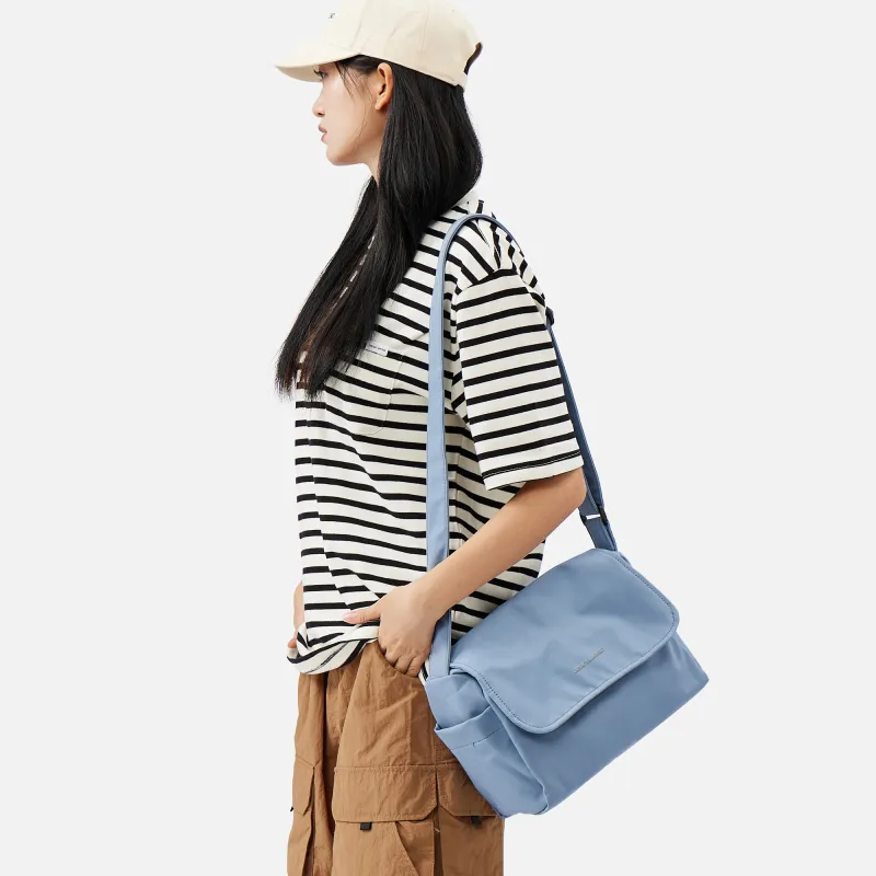 JEANSWEST Fabric Crossbody Bag Regular Unisex Black/Ecru/Dusty Blue-15