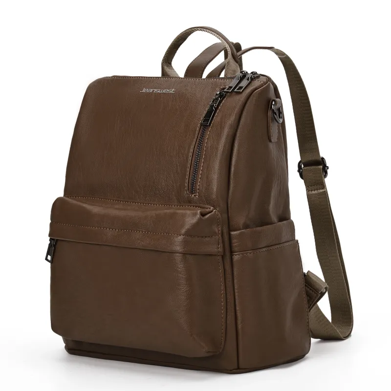 JEANSWEST Fabric Backpack Regular Women's Black/Brown-8