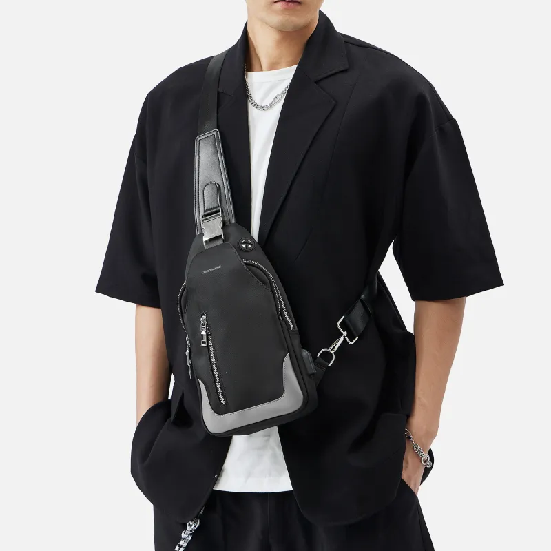 JEANSWEST Fabric Shoulder Bag Crossbody Bag Sling Bag Backpack Regular Men's Black-5
