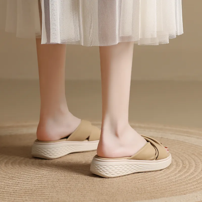 Mulinsen PU Polyurethane Stitching Abrasion Resistant Slide Slippers Women's-5