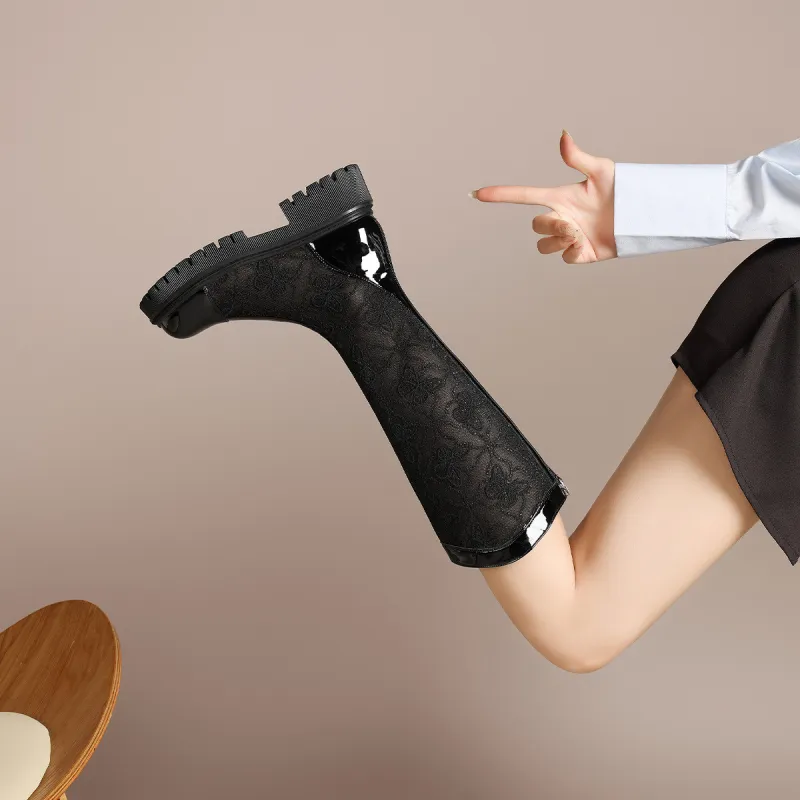 Mulinsen Sandals Knee high Boots Approx. 5CM Women's-11