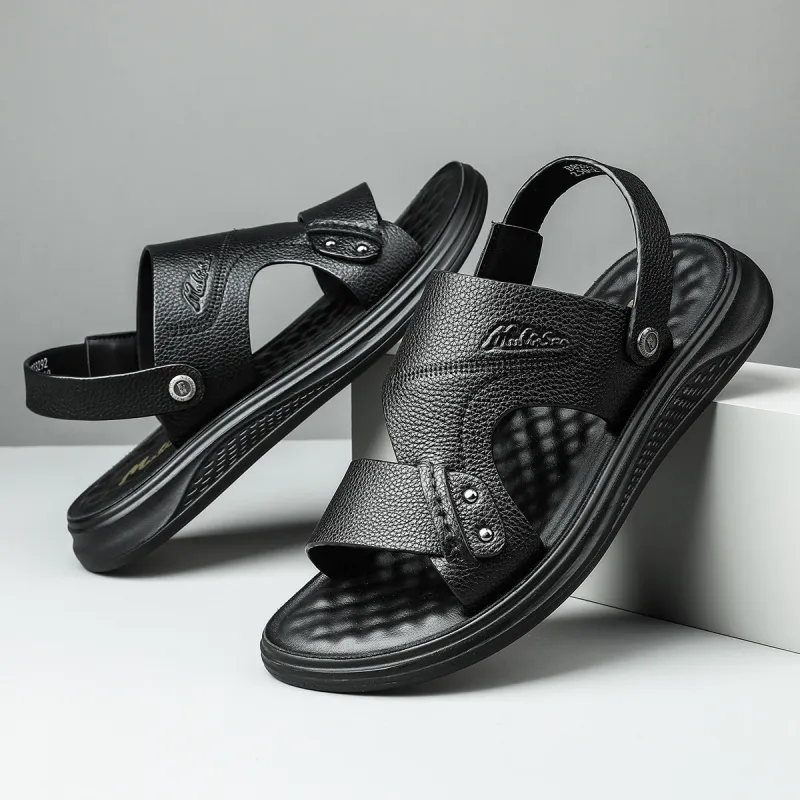 Mulinsen Beach Sandals Men Brown Black-9