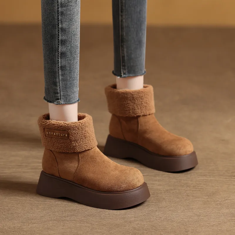 Mulinsen Classic Round Tip Comfortable Versatile Lightweight For The Feet Retro Texture Minimalist Style Warm Women's-1