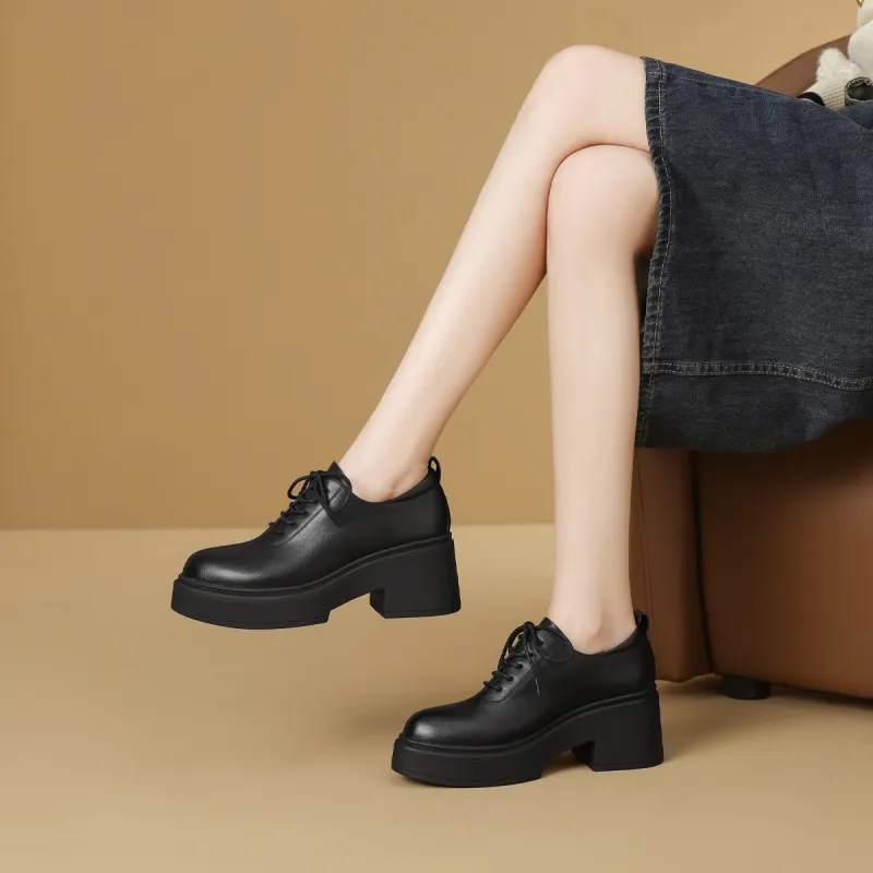 Mulinsen Oxford Shoes Casual Single Shoes 7CM Women's-8