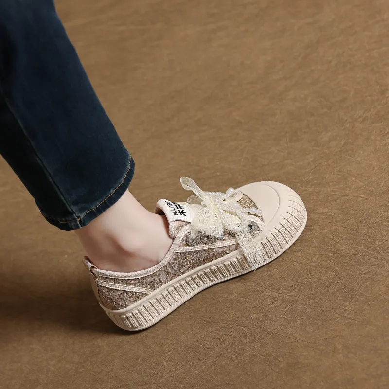 Mulinsen Espadrilles Abrasion Resistant, Lightweight, And Breathable Low Top Skateboard Shoes Women's-5