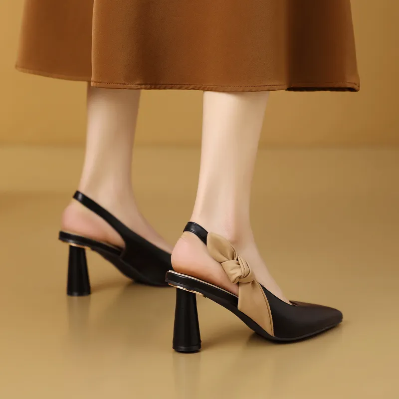Mulinsen Rear Hollow Sandals Chunky Heel High Heels APPROXIMATELY 7.3CM Women's-11
