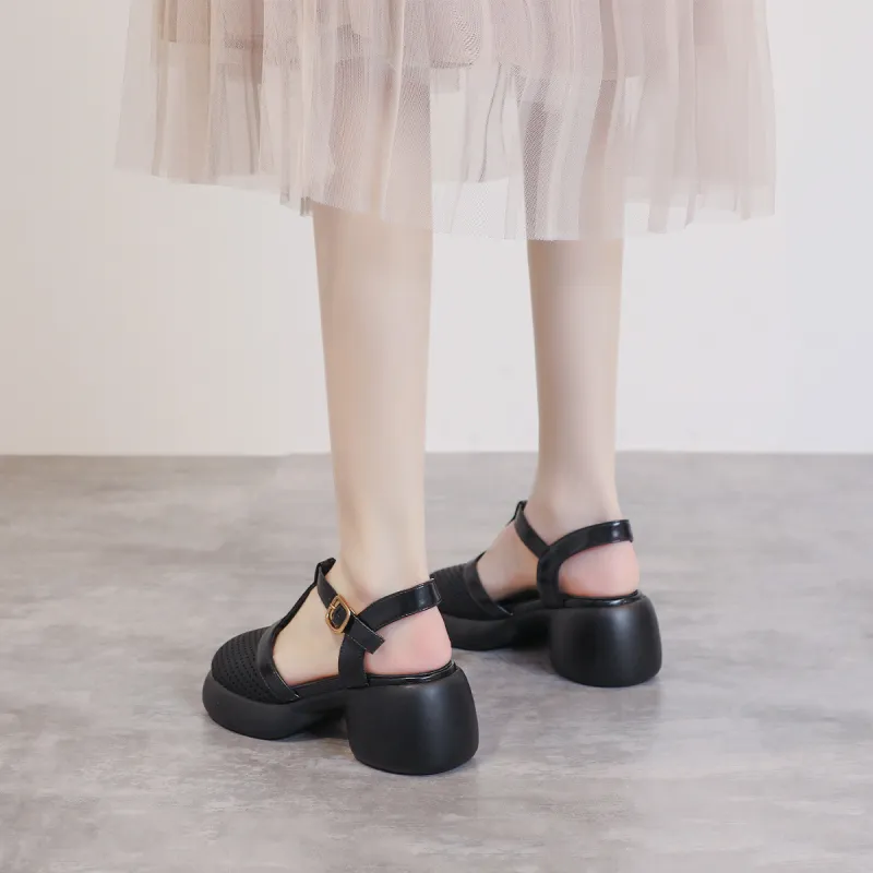 Mulinsen Rear Air Sandal Chunky Heel High Heels Approx. 6.5cm Women's-9