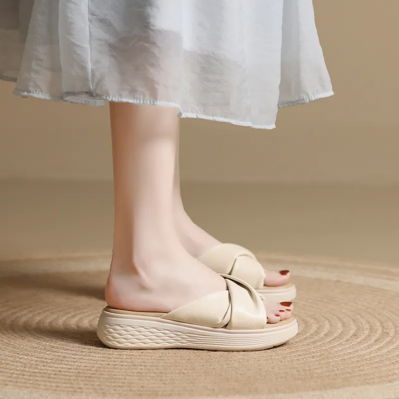 Mulinsen PU Polyurethane Stitching Abrasion Resistant Slide Slippers Women's-9