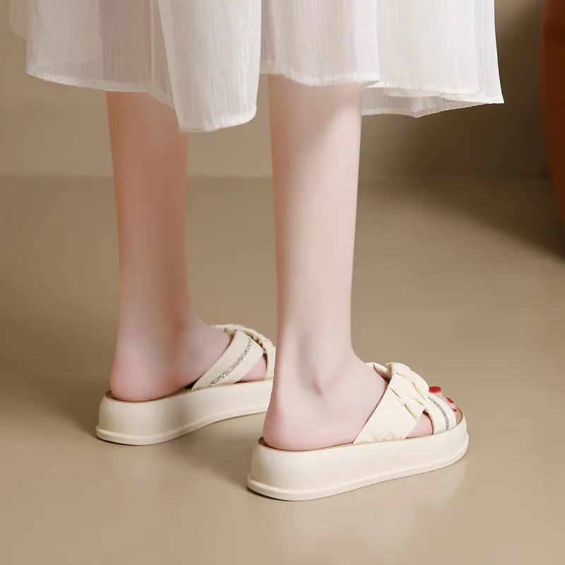 Mulinsen PU Polyurethane Stitching Abrasion Resistant Slide Slippers Women's-4