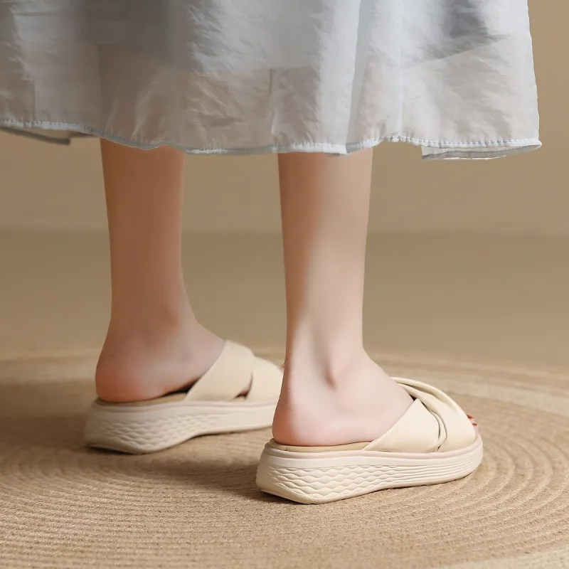 Mulinsen PU Polyurethane Stitching Abrasion Resistant Slide Slippers Women's-11