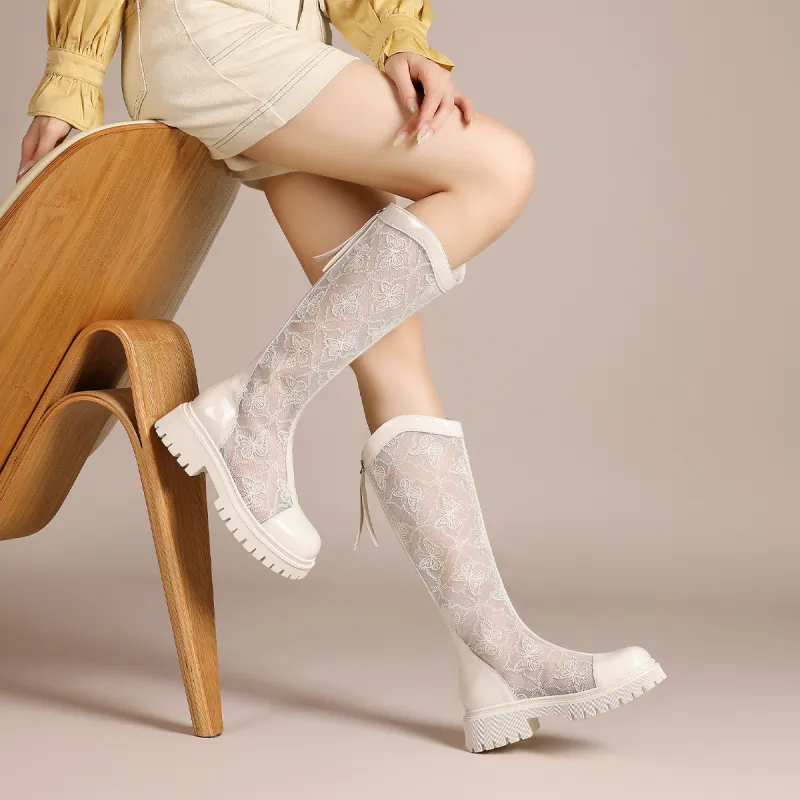 Mulinsen Sandals Knee high Boots Approx. 5CM Women's-4