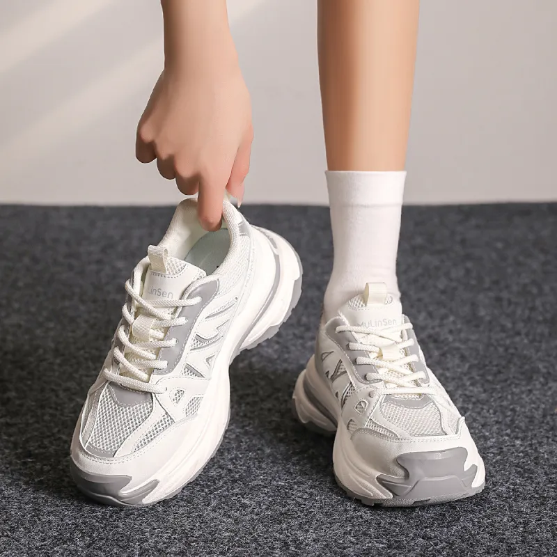 Mulinsen Height Increasing Wear Resistant Lightweight Breathable Slip Resistant Low Top Chunky Sneakers Women's-5