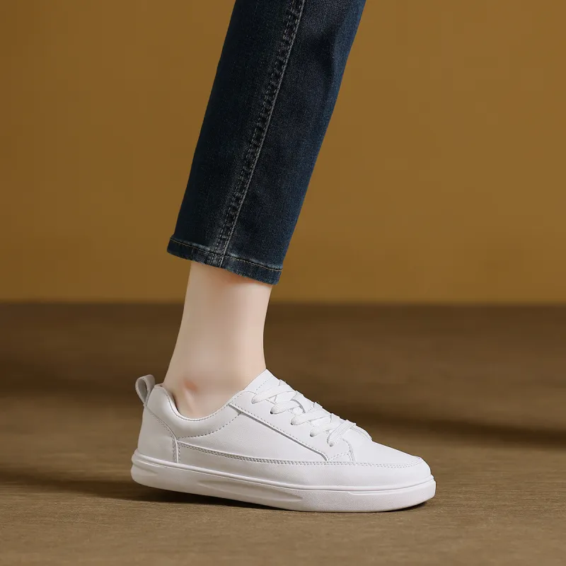 Mulinsen Wear resistant And Lightweight Low Top Skateboard Shoes Women's White-1