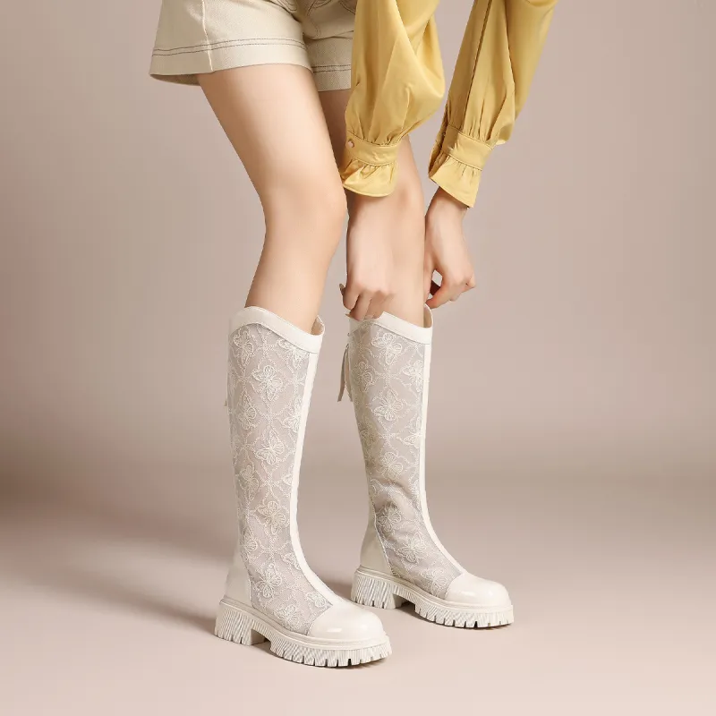 Mulinsen Sandals Knee high Boots Approx. 5CM Women's-1