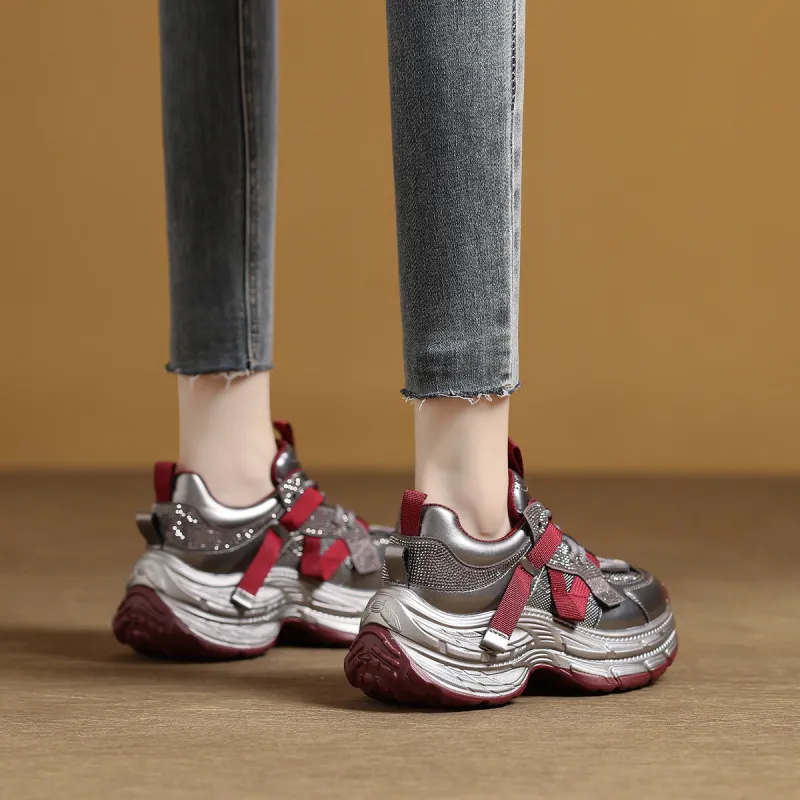 Mulinsen Height Increasing Low-Top Chunky Sneakers Women's-4