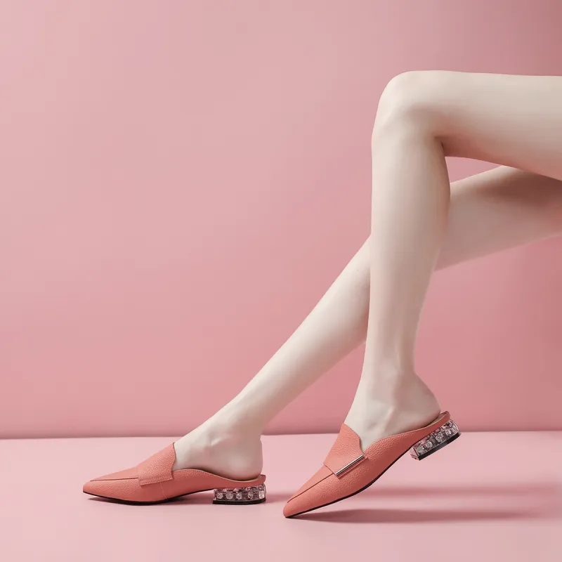 Mulinsen Rubber Sole Stitching Abrasion Resistant Slip Resistant Closed Toe Slippers Women's Orange-5