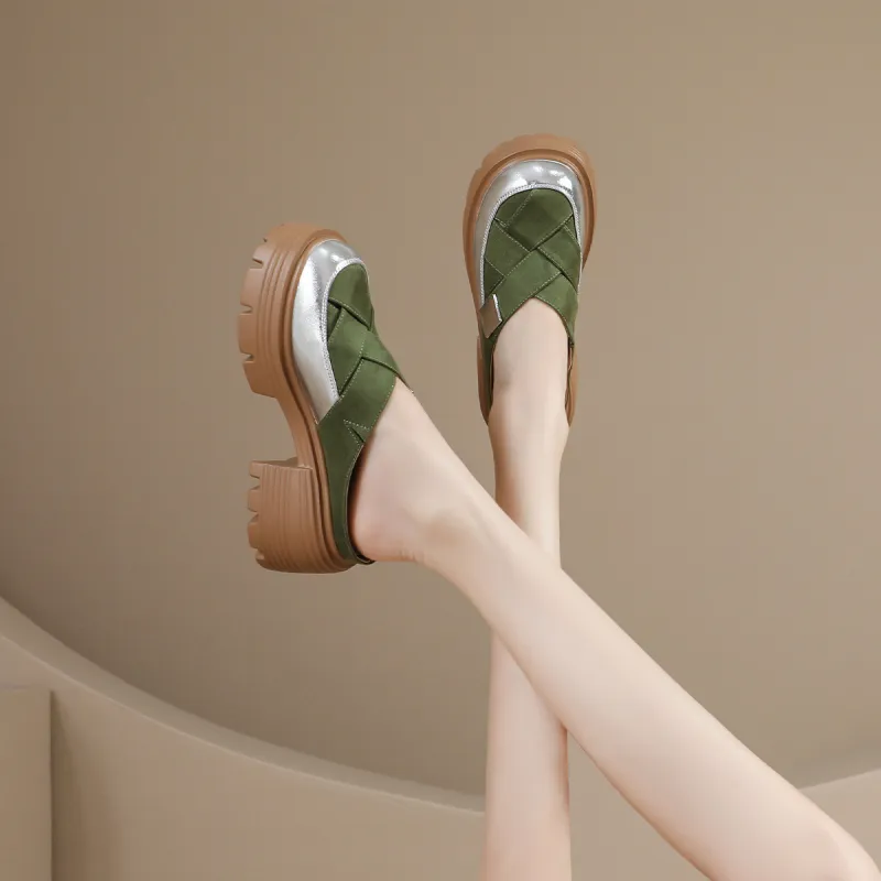 Mulinsen Stitched Woven Abrasion Resistant Slip Resistant Wrap toe Slippers Women's-5
