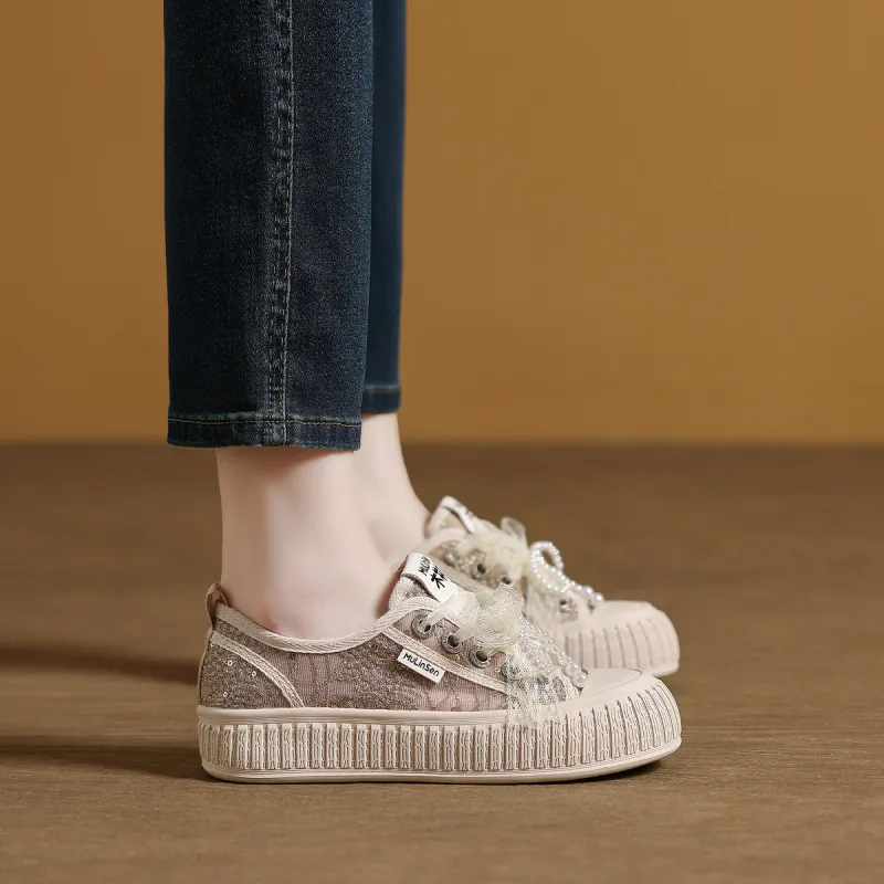 Mulinsen Espadrilles Abrasion Resistant, Lightweight, And Breathable Low Top Skateboard Shoes Women's-3
