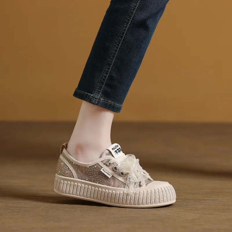 Mulinsen Espadrilles Abrasion Resistant, Lightweight, And Breathable Low Top Skateboard Shoes Women's-1