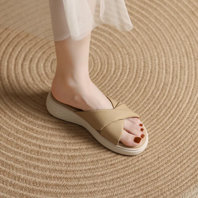 Mulinsen PU Polyurethane Stitching Abrasion Resistant Slide Slippers Women's-4