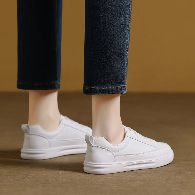 Mulinsen Wear resistant And Lightweight Low Top Skateboard Shoes Women's White-5