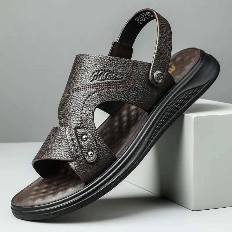 Mulinsen Beach Sandals Men Brown Black-3