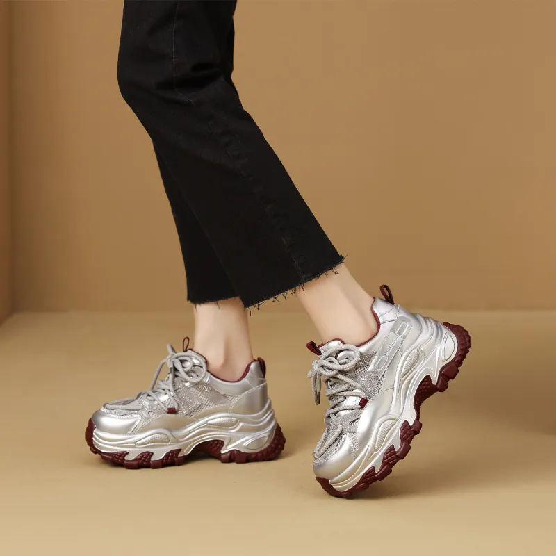 Mulinsen Height Increasing Wear-Resistant Low-Top Chunky Sneakers Women's-11