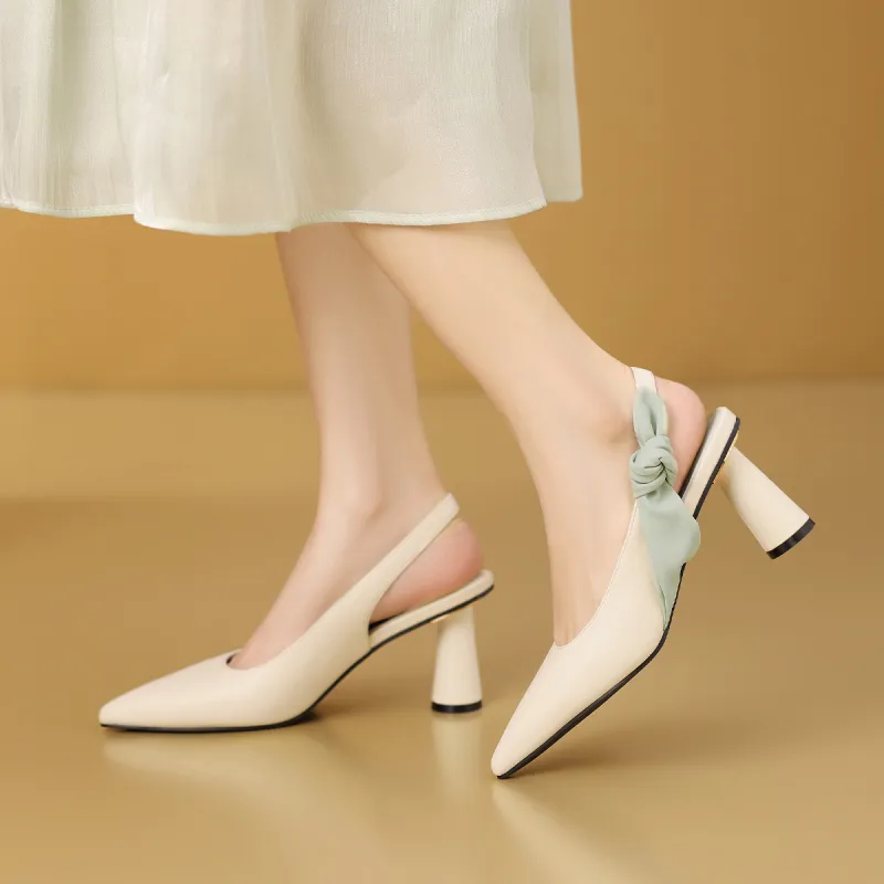 Mulinsen Rear Hollow Sandals Chunky Heel High Heels APPROXIMATELY 7.3CM Women's-3