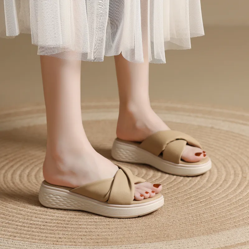 Mulinsen PU Polyurethane Stitching Abrasion Resistant Slide Slippers Women's-1