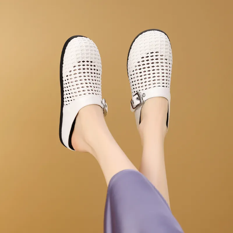 Mulinsen Stitching Cut Out Woven Abrasion Resistant Closed Toe Slippers Women's-2