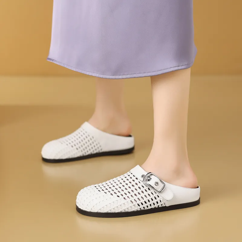 Mulinsen Stitching Cut Out Woven Abrasion Resistant Closed Toe Slippers Women's-3