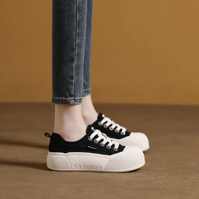 Mulinsen Height Increasing Abrasion Resistant Lightweight Low Top Skateboard Shoes Women's-9