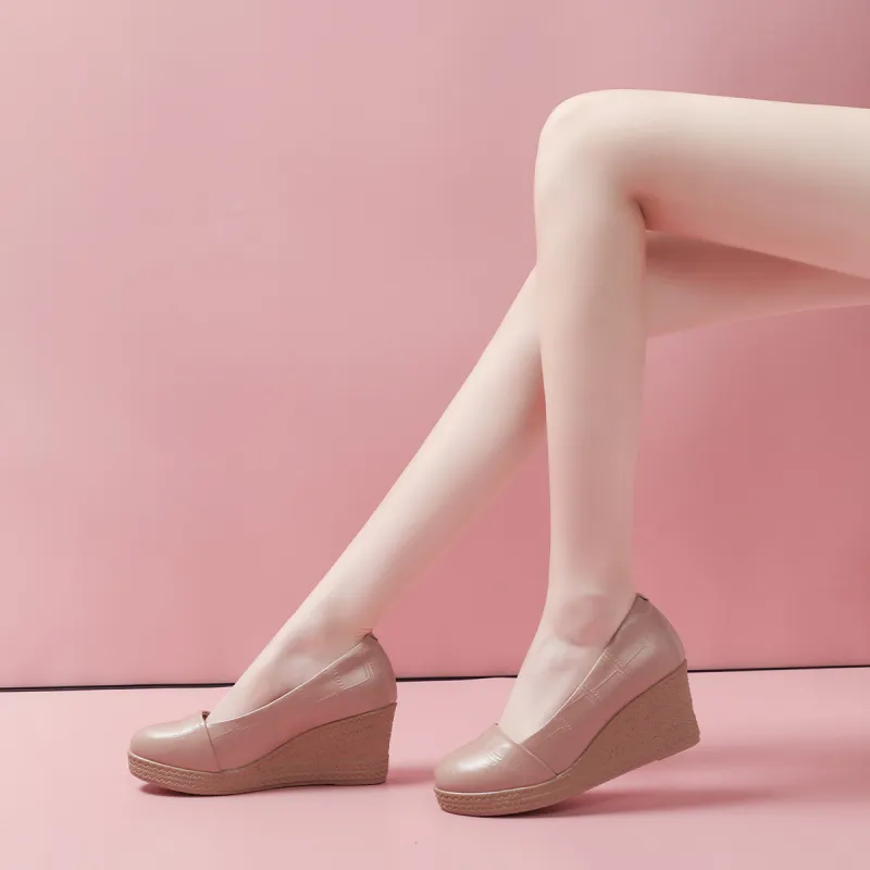 Mulinsen Wedge Heel High Heels Women's Nude-3