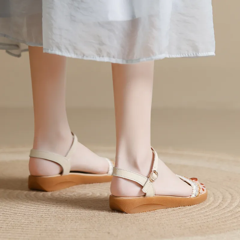 Mulinsen One Strap Sandals Women's Beige-5