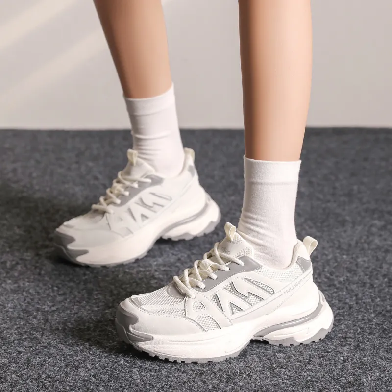 Mulinsen Height Increasing Wear Resistant Lightweight Breathable Slip Resistant Low Top Chunky Sneakers Women's-4