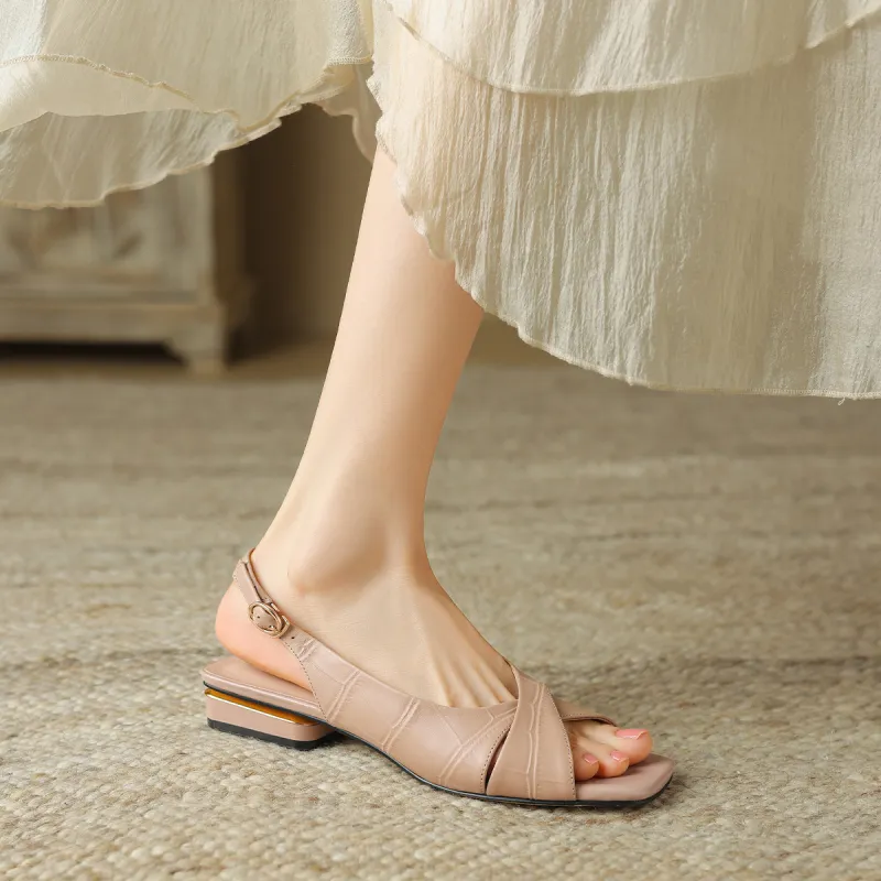 Mulinsen Rear Air Sandal Casual Single Shoes Approximately 2.2cm Women's Nude-4