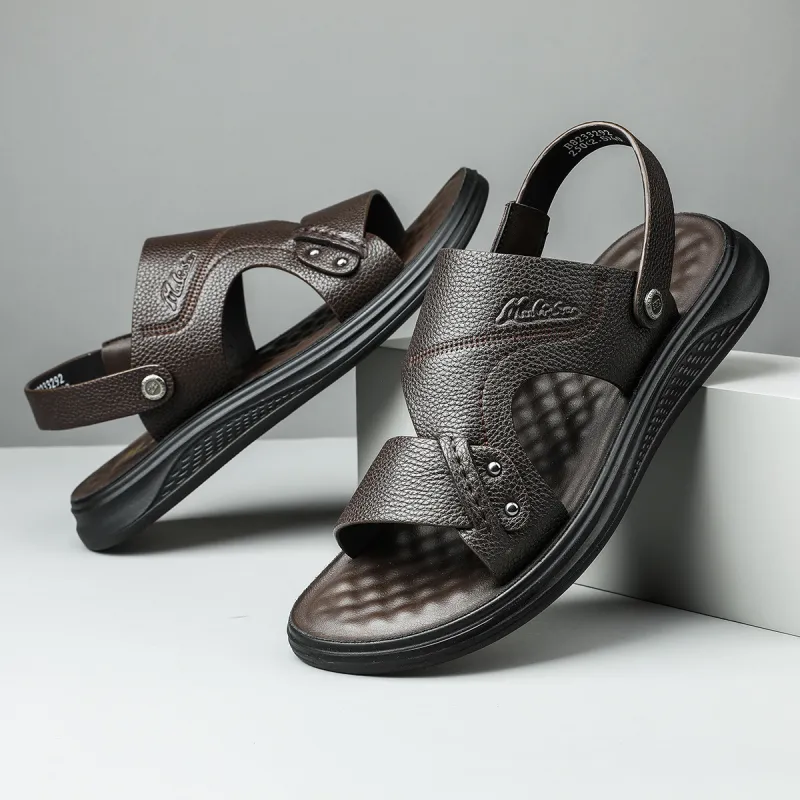 Mulinsen Beach Sandals Men Brown Black-4
