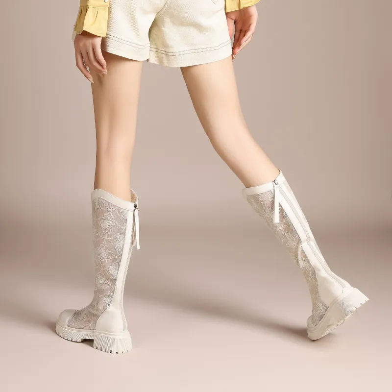 Mulinsen Sandals Knee high Boots Approx. 5CM Women's-5