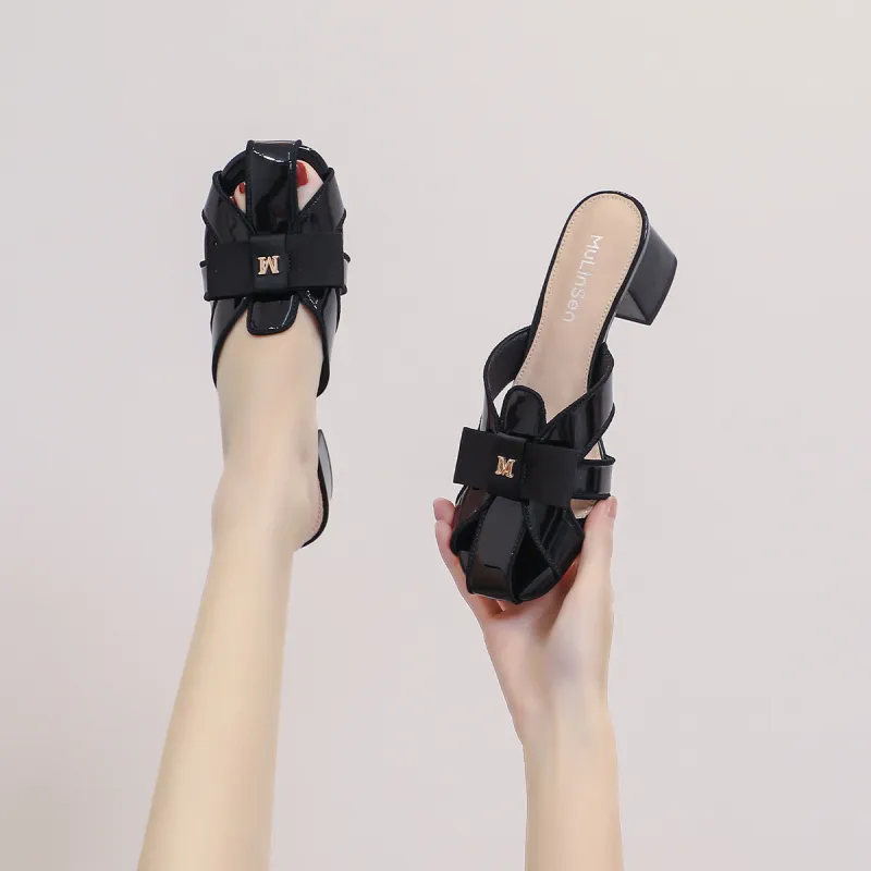 Mulinsen Stitching Metal Slip Resistant Abrasion Resistant Wrap toe Slippers Women's-10